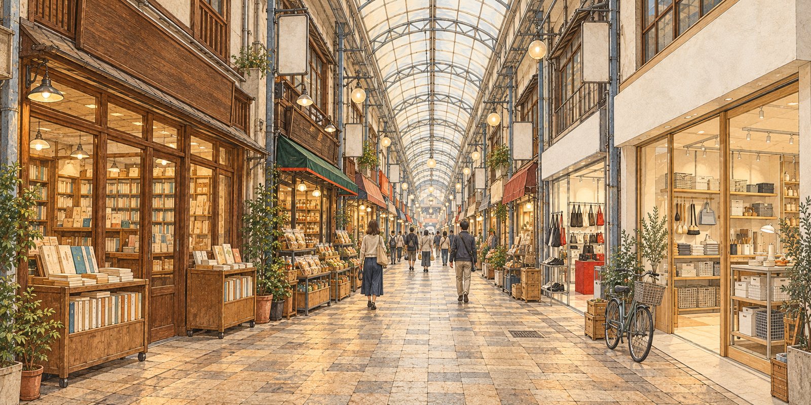 八番通り商店街の通り（歩行者目線）